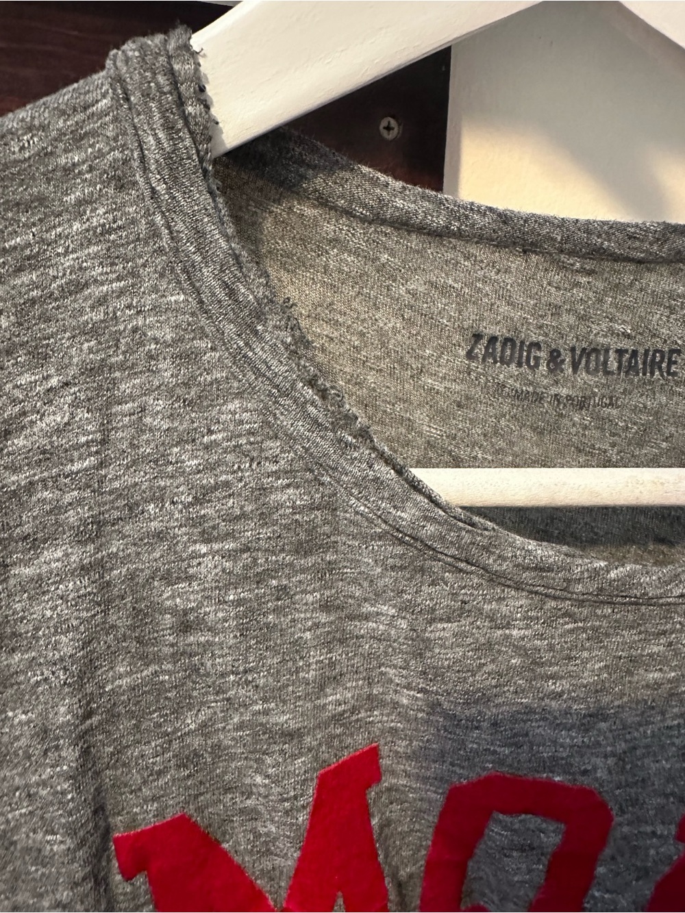 Zadig & Voltaire Gray Tee with Bright Red Applique - Picture 5 of 7